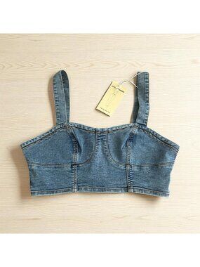 LOVE TRENDS Denim Crop Tank Top Size Medium NEW NWT